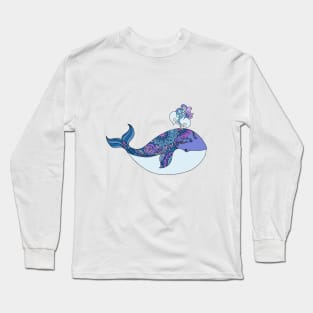 Zentangle whale Long Sleeve T-Shirt